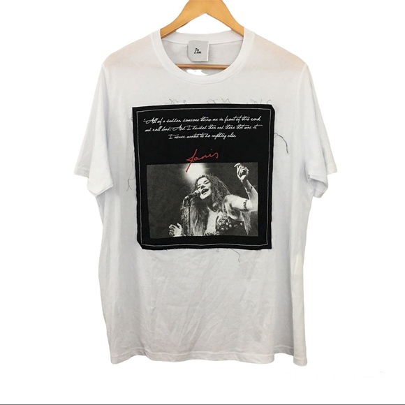 I Am Tops - Janis Joplin Raw Edge Appliqué Graphic T-shirt White Black Rare